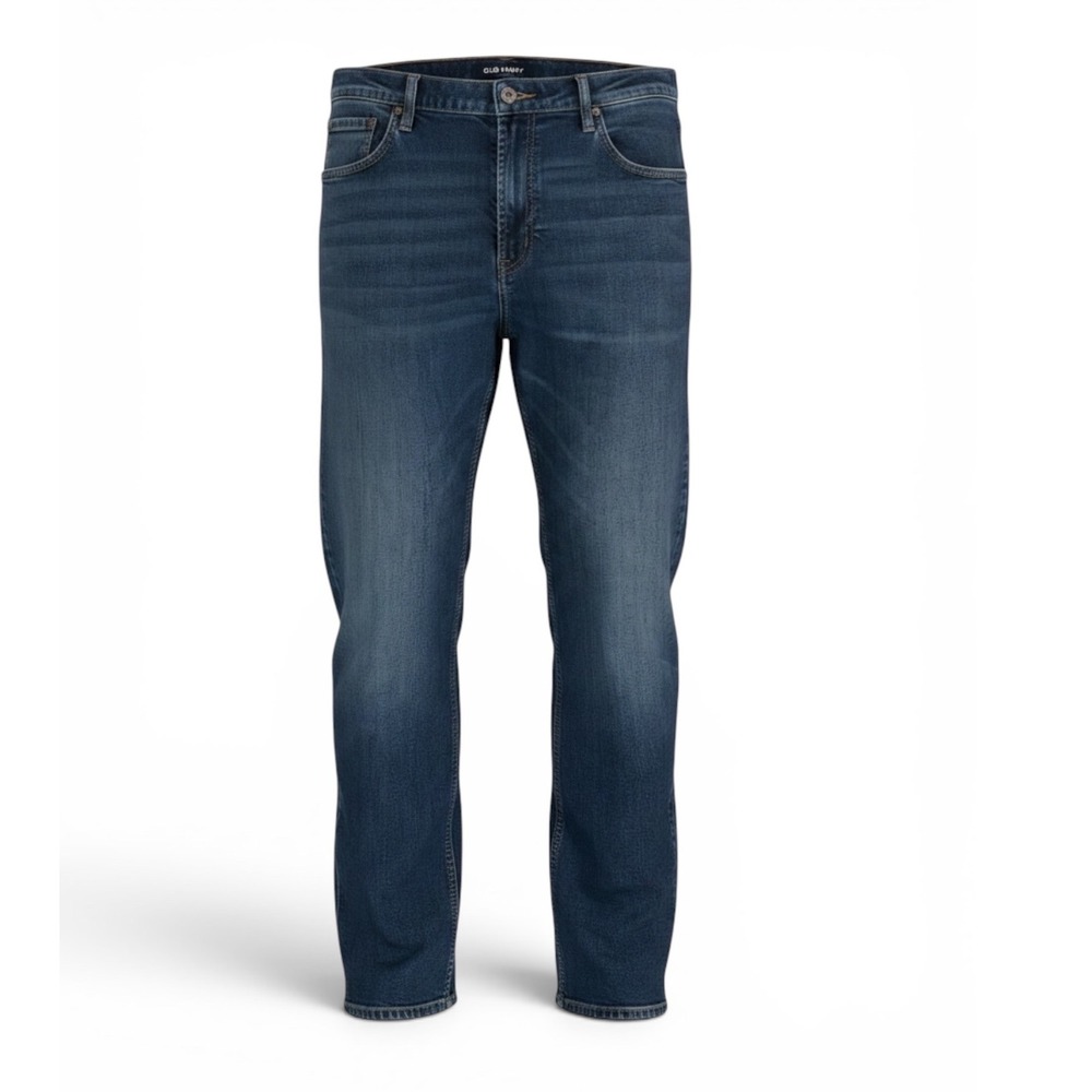 Old Navy Mens Straight Stretch Dark‎ Wash Jeans Blue Denim 42x36 S/220381-02